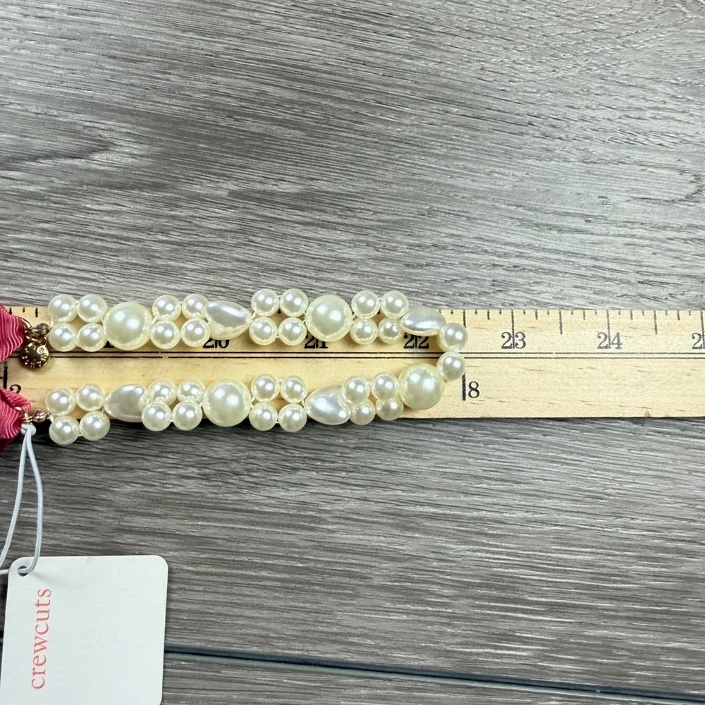 Crewcuts Girls Headband Faux Pearl Ribbon Tie BM622 Pink One Size